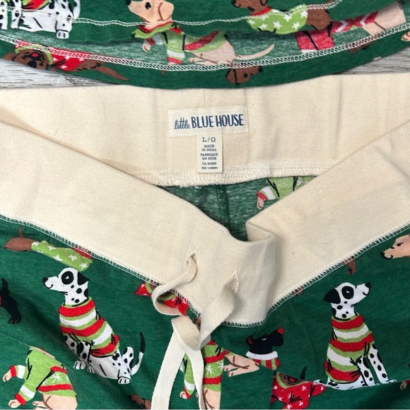 Little Blue House Women’s Green Woofing Christmas Dogs Pajama Set Size L - Picture 7 of 9